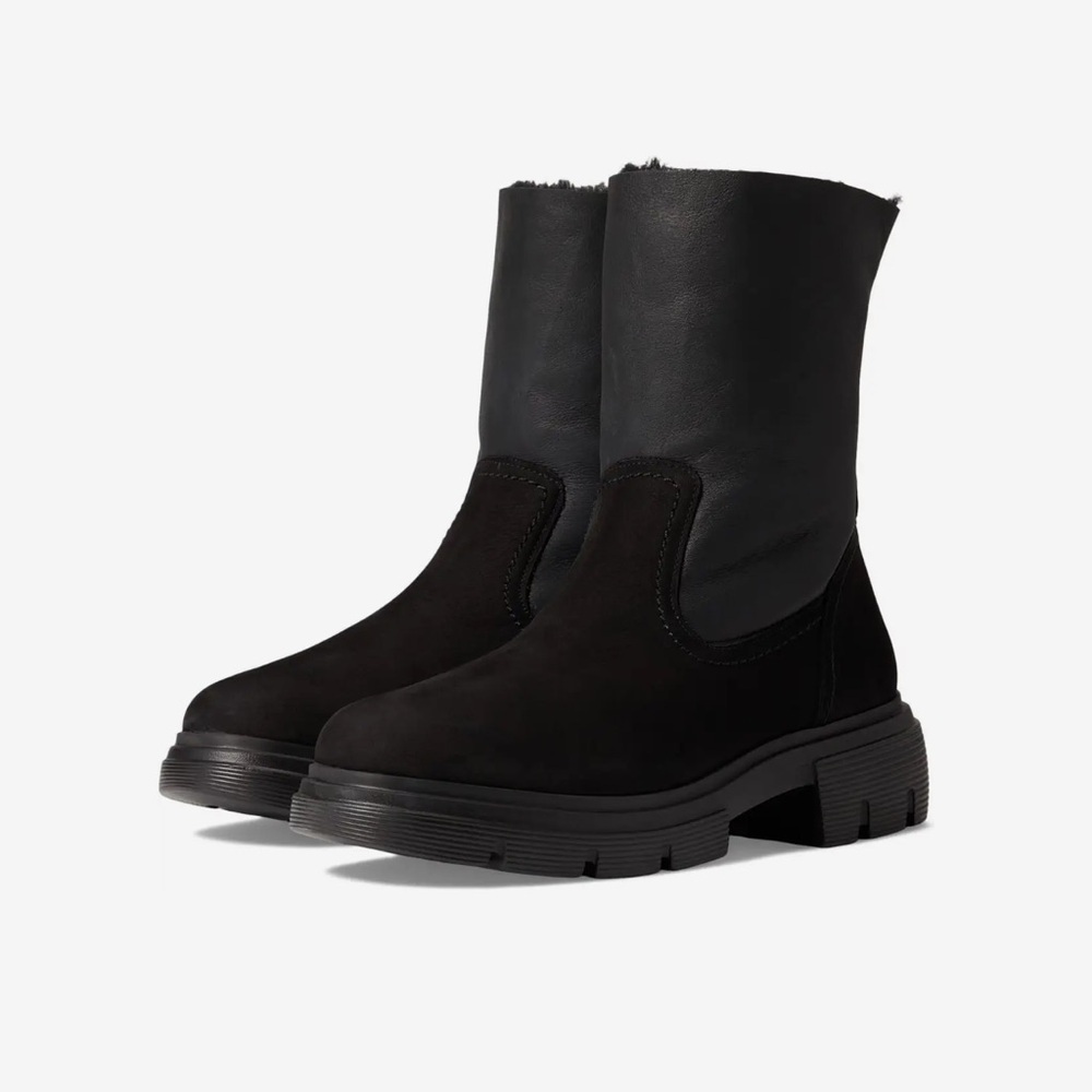 PAUL GREEN Palmer Shearling Lined Lug Boot CHUNKY BLACK 9.5 US / 7 UK